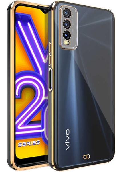 Vivo Y20S Kılıf Zore Voit Clear Kapak-Siyah