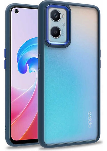 Oppo A76 Kılıf Zore Flora Kapak-Mavi