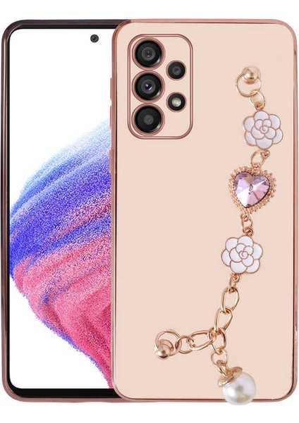 Galaxy A13 4g Kılıf El Tutamaçlı Kamera Korumalı Zore Taka Silikon Kapak-Pembe