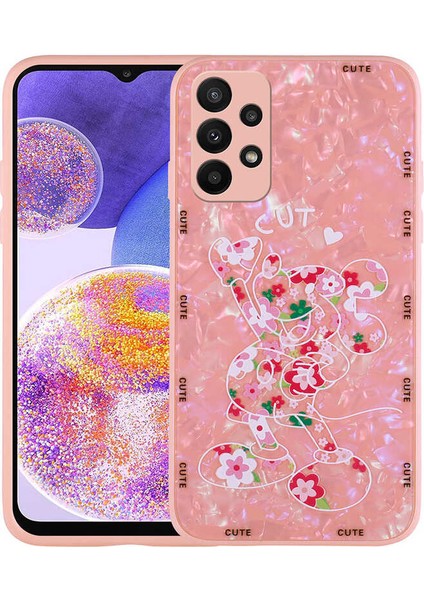 Galaxy A33 5g Kılıf Desenli Sert Silikon Zore Mumila Kapak-Pink Mouse