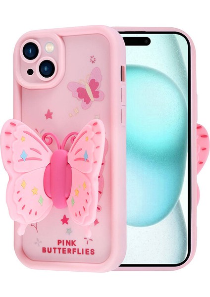 Apple iPhone 15 Plus Kılıf Kamera Korumalı Figür Tasarımlı Zore Kapya Kapak-Koyu Kahve