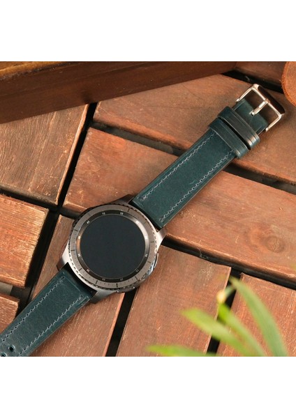 Samsung Galaxy Watch Deri Kordon Watch 4 5 6 7 Pro Watch 6 Classic 40MM 43MM 44MM 47MM Watch 5 / Watch 5 Pro 40 44 45 Watch 4 40 42 44 46MM 20MM Deri Kayış Mavi