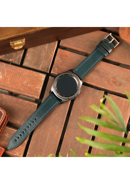 Samsung Galaxy Watch Deri Kordon Watch 4 5 6 7 Pro Watch 6 Classic 40MM 43MM 44MM 47MM Watch 5 / Watch 5 Pro 40 44 45 Watch 4 40 42 44 46MM 20MM Deri Kayış Mavi modelleri