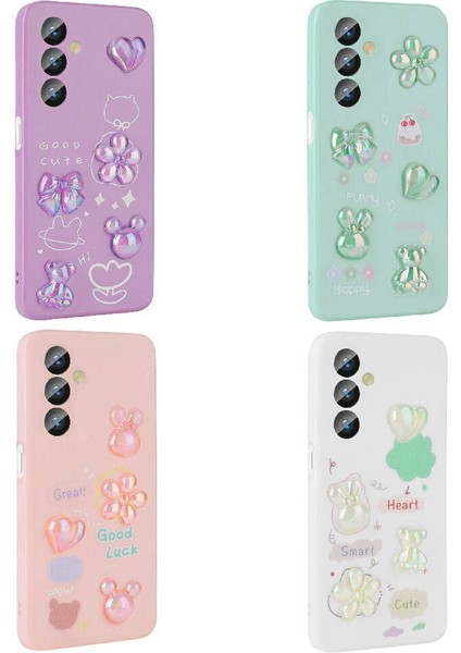 Galaxy A23 4g Kılıf Kabartma Figürlü Parlak Zore Toys Silikon Kapak-Pembe