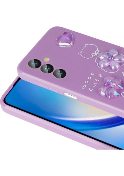 Galaxy A23 4g Kılıf Kabartma Figürlü Parlak Zore Toys Silikon Kapak-Mor