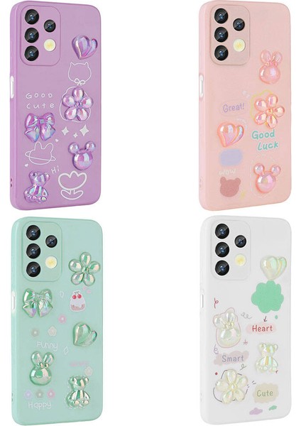 Galaxy A13 4g Kılıf Kabartma Figürlü Parlak Zore Toys Silikon Kapak-Mor