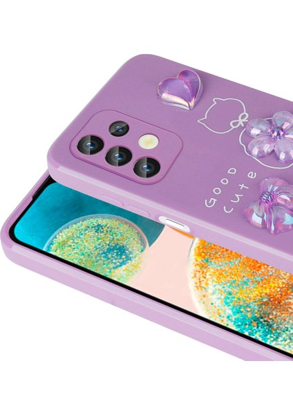 Galaxy A13 4g Kılıf Kabartma Figürlü Parlak Zore Toys Silikon Kapak-Mor