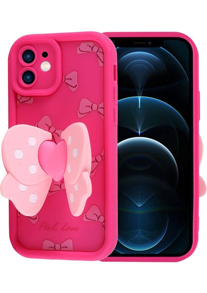 Apple iPhone 12 Kılıf Kamera Korumalı Figür Tasarımlı Zore Kapya Kapak-Koyu Kahve