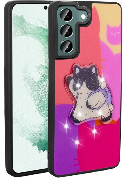 Galaxy S21 Fe Kılıf Parlayan Kabartmalı Ikonik Figürlü Zore Amas Silikon Kapak-Mor