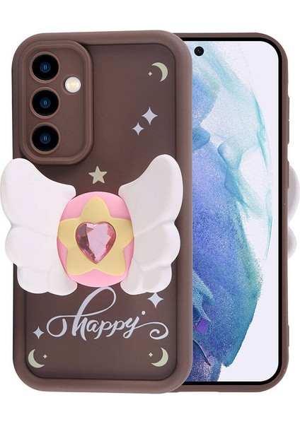 Galaxy A55 Kılıf Kamera Korumalı Figür Tasarımlı Zore Kapya Kapak-Pembe Açık