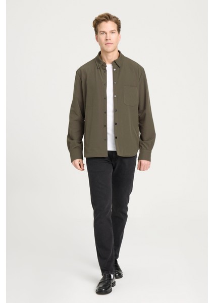 Loose Fit Rahat Kesim Haki Gömlek Ceket modelleri
