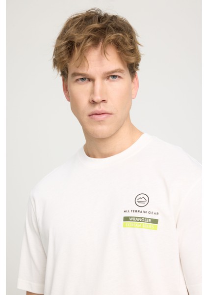 All Terrain Gear Loose Fit Rahat Kesim Bisiklet Yaka %100 Pamuk Kırık Beyaz Tişört modelleri