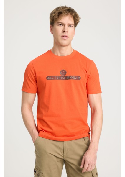 All Terrain Gear Regular Fit Normal Kesim Bisiklet Yaka %100 Pamuk Bej Tişört