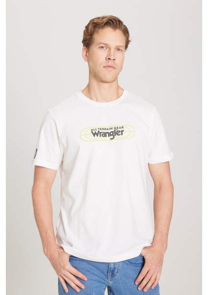 Regular Fit Normal Kesim Bisiklet Yaka Pamuk Kırık Beyaz Tişört