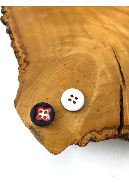 13 mm Yonca Düğme Siyah-Beyaz-Turuncu(25 Adet) fiyatları
