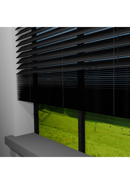 Ahşap Jaluzi Perde 50 mm GERÇEK AHŞAP Motorlu / Kumandalı SİYAH Renk indirimleri