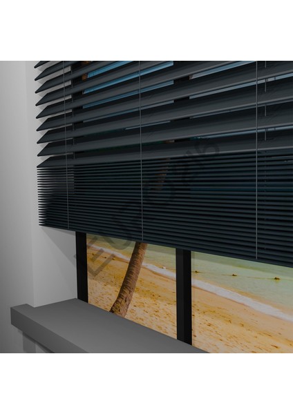 Ahşap Jaluzi Perde 50 mm GERÇEK AHŞAP Motorlu / Kumandalı ANTRASİT Renk fırsatları