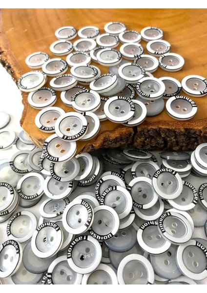 15 mm Fashion Siyah-Beyaz Buzlu Düğme (25 Adet)
