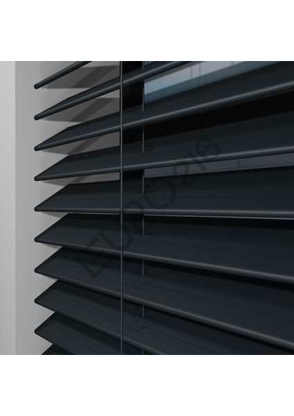 Ahşap Jaluzi Perde 50 mm GERÇEK AHŞAP Motorlu / Kumandalı ANTRASİT Renk indirimleri