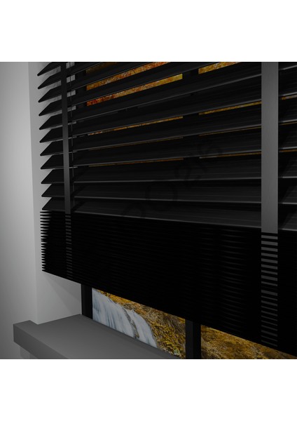 Ahşap Jaluzi Perde 50 mm GERÇEK AHŞAP Motorlu / Kumandalı Kurdeleli SİYAH Renk fiyatları