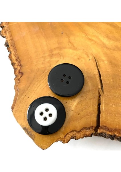 25 mm Siyah-Beyaz Polyester Düğme(15 Adet) fiyatları