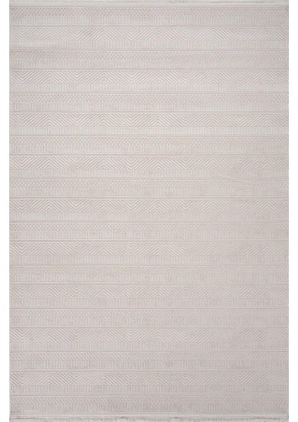 Karizma 02811B Bej Beyaz Modern Çizgili Halı