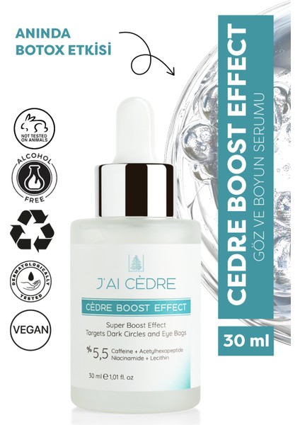 Yaşlanma Karşıtı Göz Çevresi Aydınlatıcı Koyu Halka Görünümünü Azaltıcı Cédre Boost Effect Serum