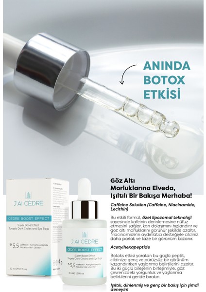 Yaşlanma Karşıtı Göz Çevresi Aydınlatıcı Koyu Halka Görünümünü Azaltıcı Cédre Boost Effect Serum