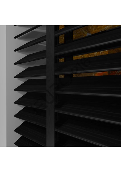 Ahşap Jaluzi Perde 50 mm GERÇEK AHŞAP Motorlu / Kumandalı Kurdeleli SİYAH Renk fırsatları