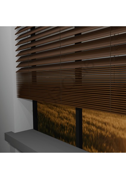 Ahşap Jaluzi Perde 50 mm GERÇEK AHŞAP Motorlu / Kumandalı CEVİZ Renk fırsatları