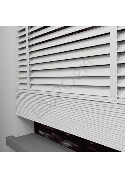 Ahşap Jaluzi Perde 50 mm GERÇEK AHŞAP Motorlu / Kumandalı Kurdeleli BEYAZ Renk fırsatları