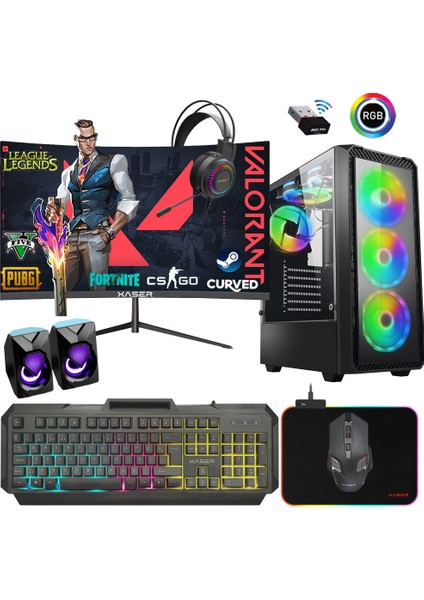 XSR216 I5 4570 16GB Ram 256GB SSD 4gb RX550 24"100Hz Monitör Curved Oyun Bilgisayarı