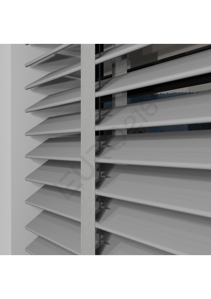 Ahşap Jaluzi Perde 50 mm GERÇEK AHŞAP Motorlu / Kumandalı Kurdeleli GRİ Renk fırsatları