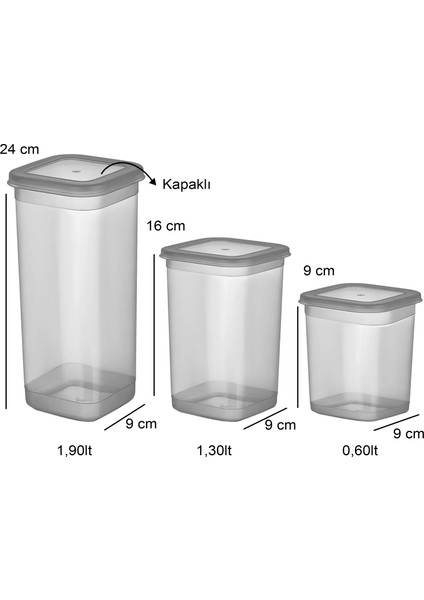 3 Boy Organizer Kapaklı Kutu Set 241620