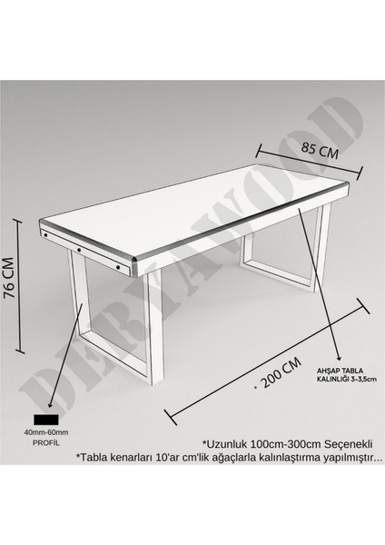 Doğal Ahşap Yemek MASASI-100-200