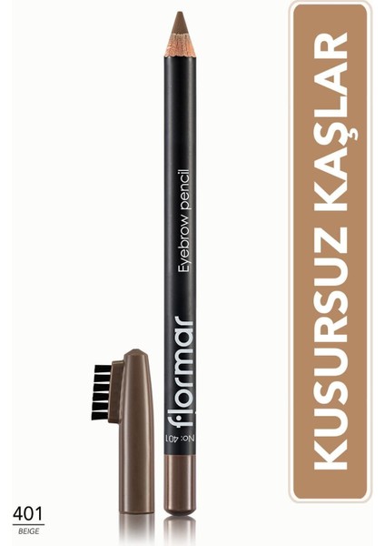 Flormar-Tarayıcı ve Dağıtıcı Fırça Kapaklı Eyebrow Pencil Kaş Kalemi (401 Açık Kahve) 8690604109418