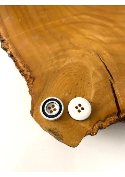 15 mm Siyah-Beyaz Polyester Düğme (25 Adet) fiyatları