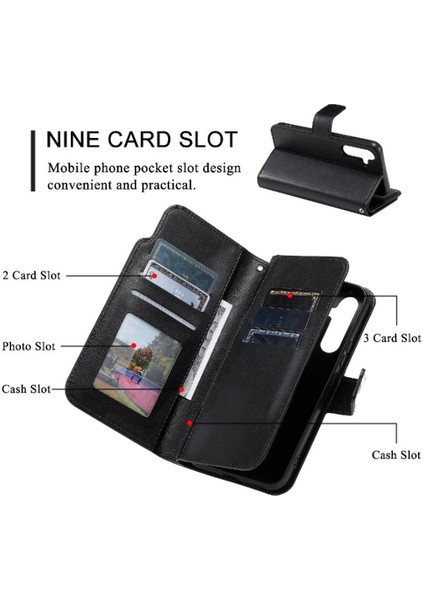 Samsung Galaxy A54 5g Pu Deri 9 Kart Yuvaları Manyetik Kickstand (Yurt Dışından) modelleri