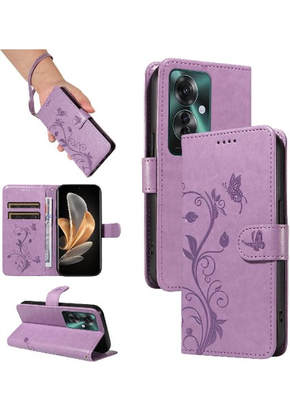Oppo Oppo 11F 5g Için Flip Case ve El Kayışı Cüzdan Telefon ile Kart Yuvası (Yurt Dışından)