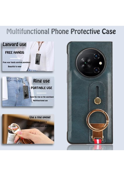 Tecno Phantom V Fold Bilek Kayışı Kolaylık Premium Pu Deri Için Kılıf (Yurt Dışından)