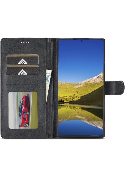 Tutucu Kart Yuvaları ile Samsung Galaxy S24 Ultra Için Kılıf Cüzdan Buzağı Flip (Yurt Dışından) modelleri