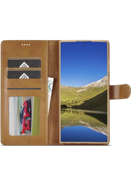 Tutucu Kart Yuvaları ile Samsung Galaxy S24 Ultra Için Kılıf Cüzdan Buzağı Flip (Yurt Dışından) fırsatları