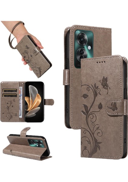 Oppo Oppo 11F 5g Için Flip Case ve El Kayışı Cüzdan Telefon ile Kart Yuvası (Yurt Dışından)