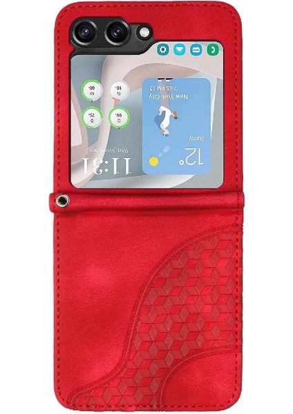 GX Boutique Samsung Galaxy Z Flip 6 Için Flip Case Pu Deri Kapak Çevirin Darbeye (Yurt Dışından)