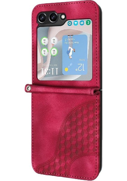 GX Boutique Samsung Galaxy Z Flip 6 Için Flip Case Pu Deri Kapak Çevirin Darbeye (Yurt Dışından)