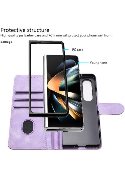 Samsung Galaxy Z Için Flip Case Kart ile Kat 6 Manyetik Kapak Pu Deri (Yurt Dışından)