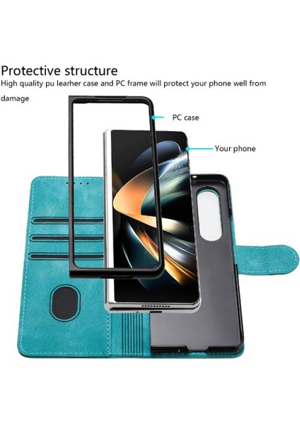 Samsung Galaxy Z Için Flip Case Kart ile Kat 6 Manyetik Kapak Pu Deri (Yurt Dışından)