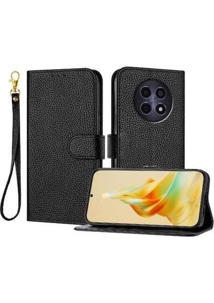 Realme 12 5g Flip Folio Litchi Desen Pu Deri Cüzdan Için Telefon Kılıfı (Yurt Dışından)