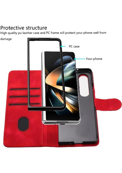 Samsung Galaxy Z Için Flip Case Kart ile Kat 6 Manyetik Kapak Pu Deri (Yurt Dışından)