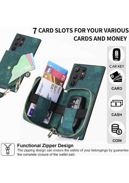 Samsung Galaxy S24 Ultra Ayarlanabilir Kordon 7 Kart Yuvaları Için Kılıf Standı (Yurt Dışından) fırsatları